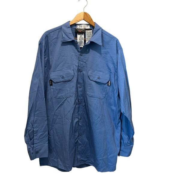 STEELGUARD FR Long Sleeve Button Down Workwear Shirts Blue Sz 1XLR Set of 2 NEW - Picture 1 of 9